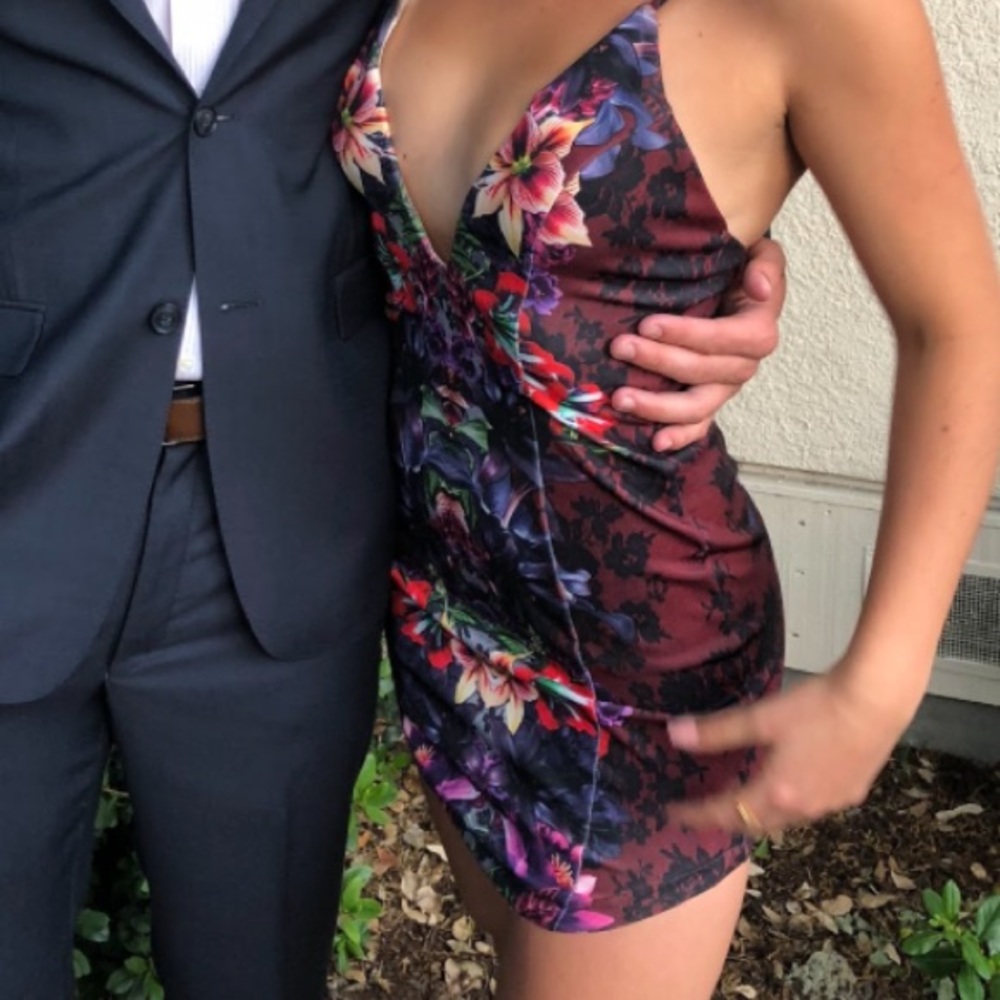 Multi-print Plunge Dress